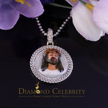 Diamondcelebritees  925 Sterling Silver Beautiful 2.00ct W/Crushed Moissanite White Jesus Pendant