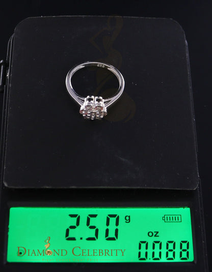 DiamondCelebritees 0.05 CT Real Diamond 925 Sterling Silver White Luxury Womens Floral Ring Size 7