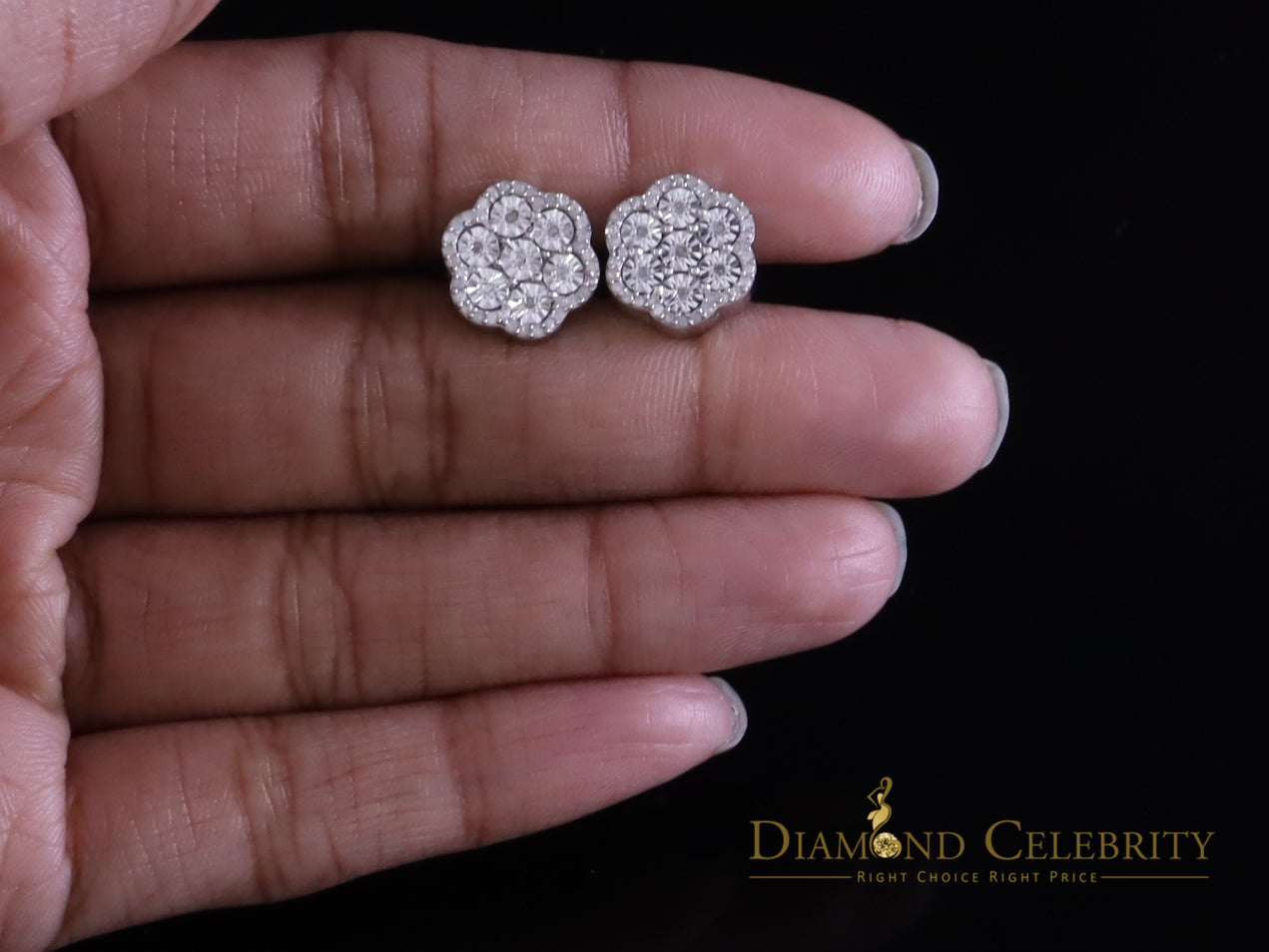 DiamondCelebritees Miracle Set 0.40ct Diamond 925 Silver White 11MM for Men's & Women Stud Earrings