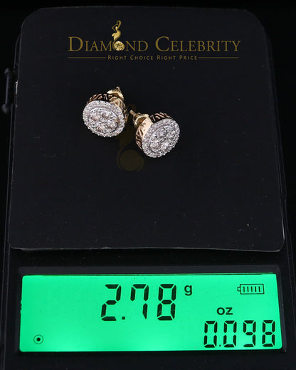 DiamondCelebritees Real Diamond 1.25CT 10K Real Yellow Gold Men's/Women's Stud Round Earring