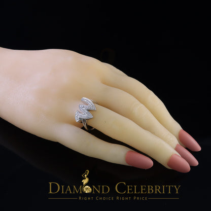 DiamondCelebritees Cubic Zirconia 0.40ct Alphabet W Women's White Silver Ring Size 7