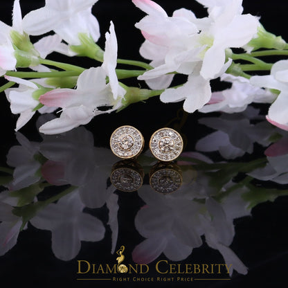 DiamondCelebritees Real 10k Yellow Gold Round Stud 0.50ct Earrings with Real Diamonds