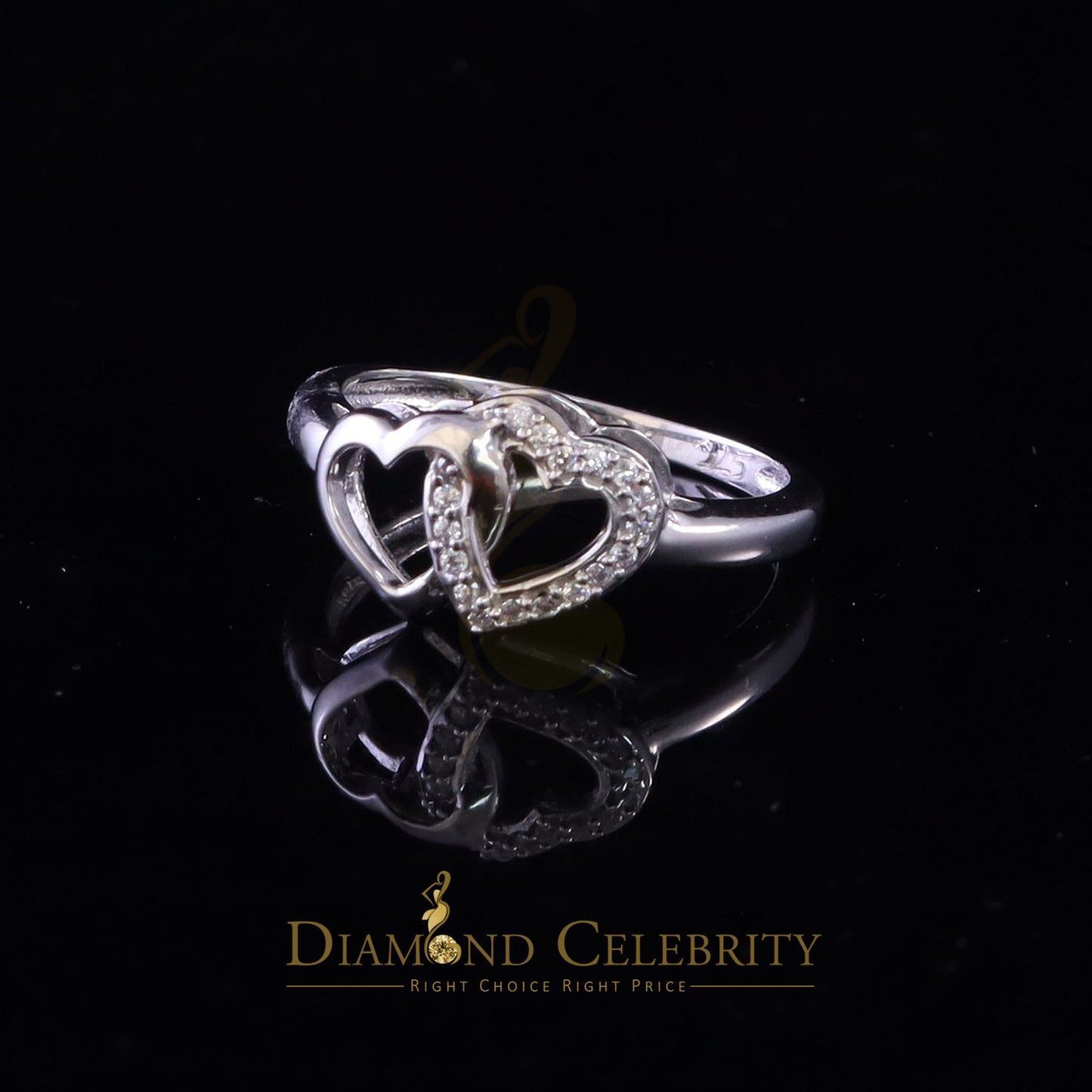 DiamondCelebritees 0.20 ct Cubic Zirconia 925 Sterling White Silver Heart Womens/Men's Ring Size 7
