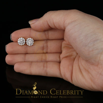 DiamondCelebritees 10K Real Yellow Gold with 0.66CT Real Diamond Men's/Women's Stud Earrings
