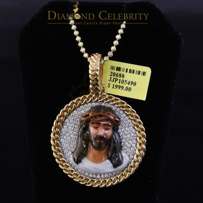 Diamondcelebritees 925 Sterling Silver 2.00ct W/Crushed Moissanite Yellow Jesus Charm Pendant