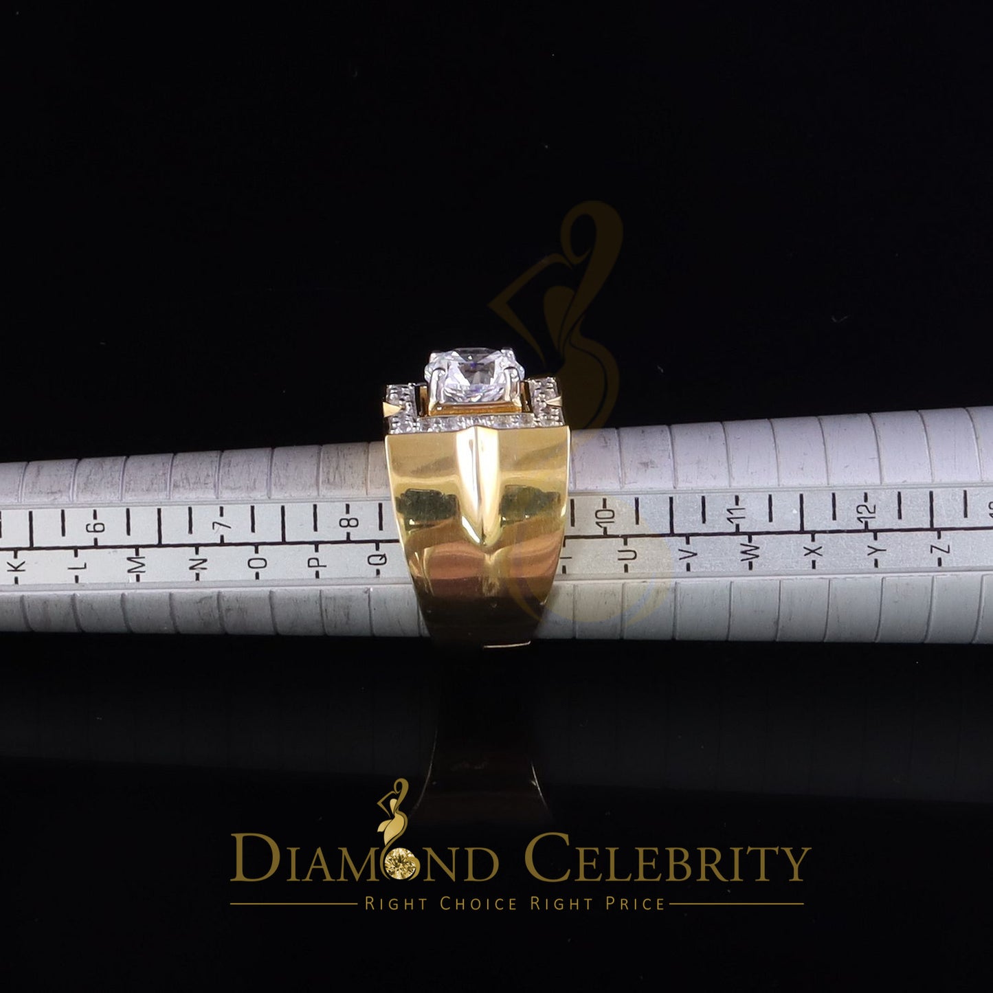 DiamondCelebritees 4.50ct Cubic Zirconia Yellow 925 Silver Men's Adjustable Ring SZ From 9 to 11