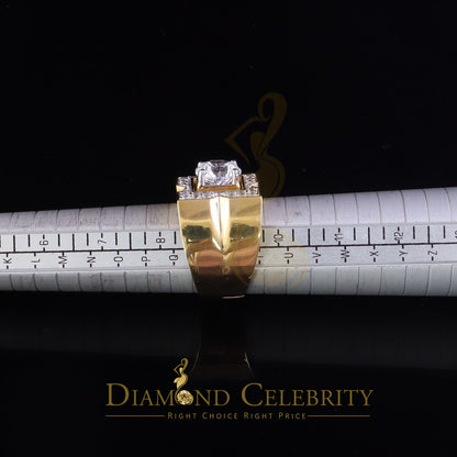 DiamondCelebritees 4.50ct Cubic Zirconia Yellow 925 Silver Men's Adjustable Ring SZ From 9 to 11