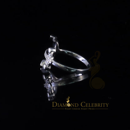 DiamondCelebritees 925 Sterling White Silver Shiny -Shaped 0.15ct Cubic Zirconia Womens Ring Size 7