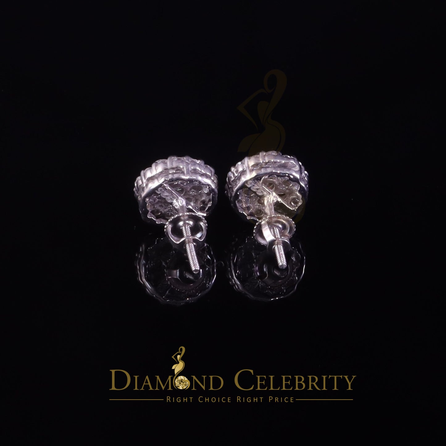 Diamondcelebritees Men's/Womens 925 Silver White 1.33ct VVS 'D' Moissanite Round Stud Earrings