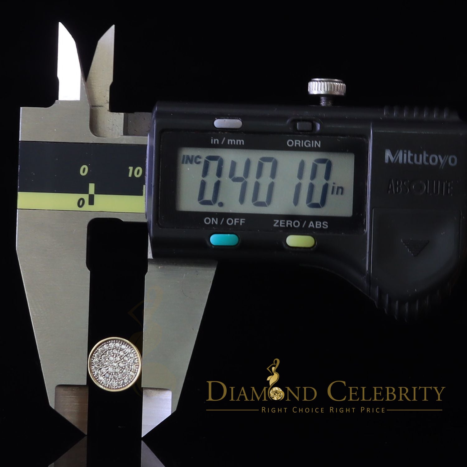 DiamondCelebritees  0.78ct Cubic Zirconia 925 Yellow Silver Women's & Men's Hip Hop Round Earrings