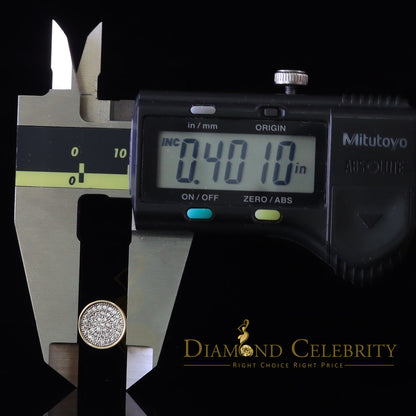 DiamondCelebritees  0.78ct Cubic Zirconia 925 Yellow Silver Women's & Men's Hip Hop Round Earrings