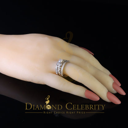 DiamondCelebritees 2.25ct Cubic Zirconia White 925 Sterling Silver Women 3PC Wedding Rings SZ 7