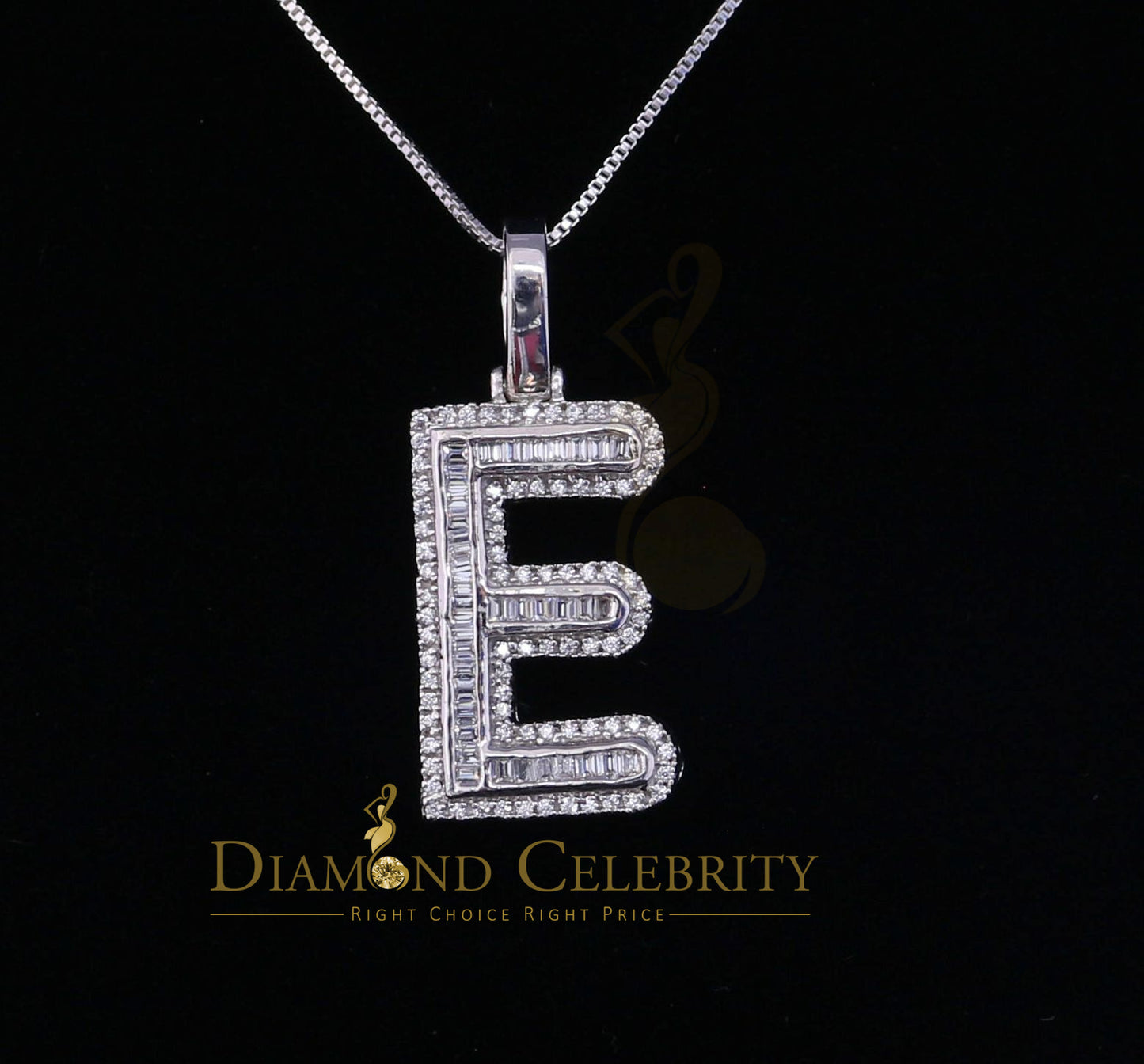 DiamondCelebritees White Bugutte Initial All Alphabet Sterling Silver Pendant with Cubic Zirconia