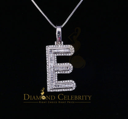 DiamondCelebritees White Bugutte Initial All Alphabet Sterling Silver Pendant with Cubic Zirconia