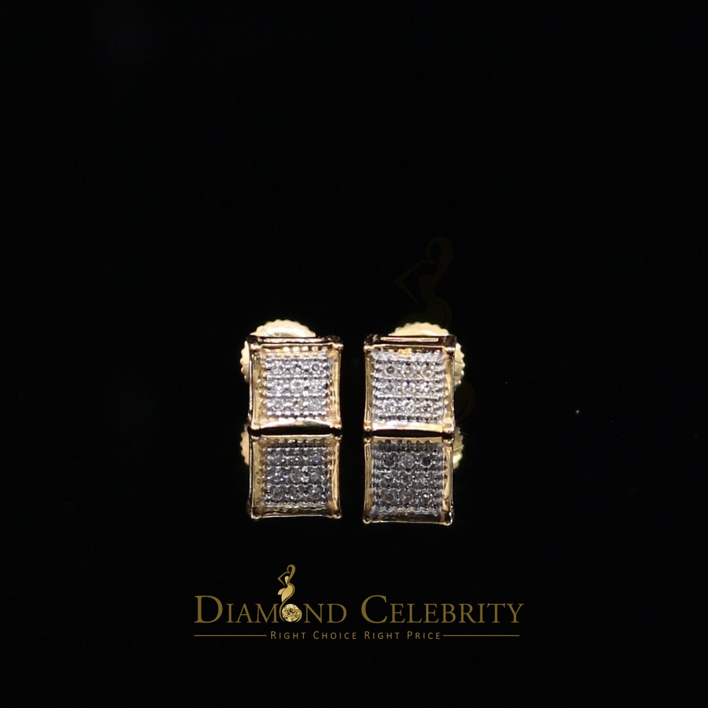DiamondCelebritees 10K Real Yellow Gold with 0.05CT Real Micro Diamond Men's/Women's Stud Earring