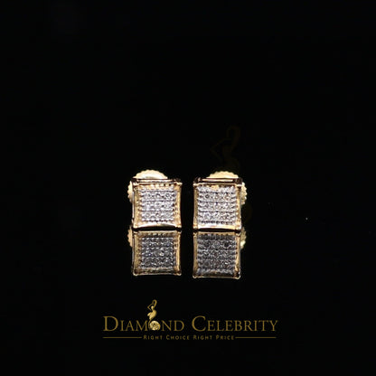 DiamondCelebritees 10K Real Yellow Gold with 0.05CT Real Micro Diamond Men's/Women's Stud Earring
