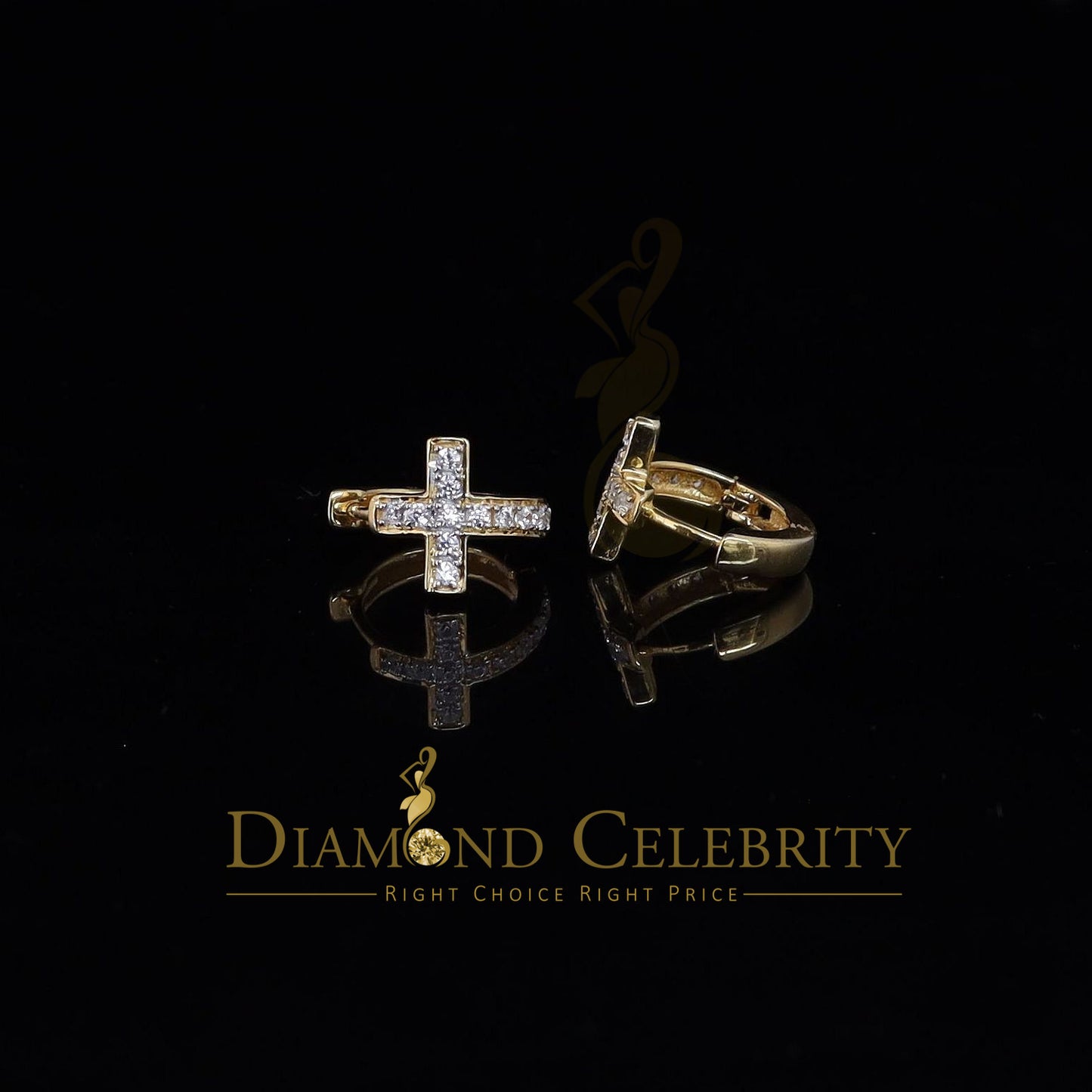 DiamondCelebritees  Yellow 925 Sterling Silver 0.72ct Cubic Zirconia Women's & Men's Hoop Earrings