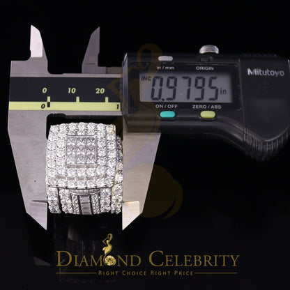 DiamondCelebritees 925 White Silver Square 22.41ct Cubic Zirconia Halo Trio Wedding Ring Size 9