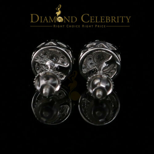 DiamondCelebritees  White Sterling Silver 0.78ct Cubic Zirconia Ladies 925 Hip Hop Round Earrings