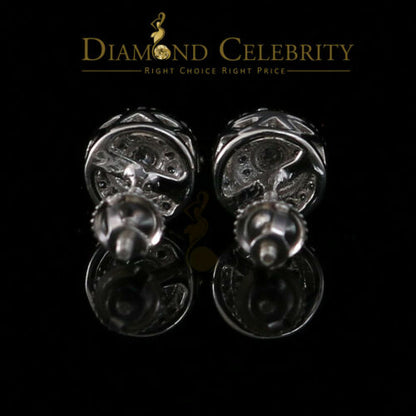 DiamondCelebritees  White Sterling Silver 0.78ct Cubic Zirconia Ladies 925 Hip Hop Round Earrings