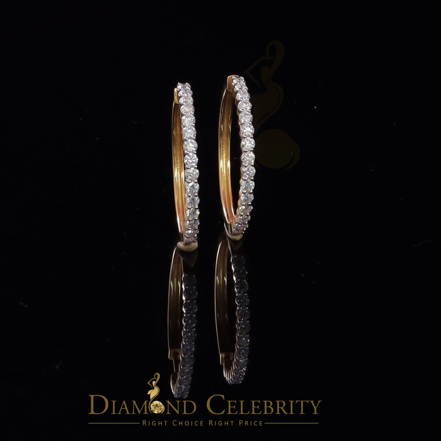 DiamondCelebritees 3.00ct Moissanite Yellow 925 Sterling Silver Women's Hoop Earrings