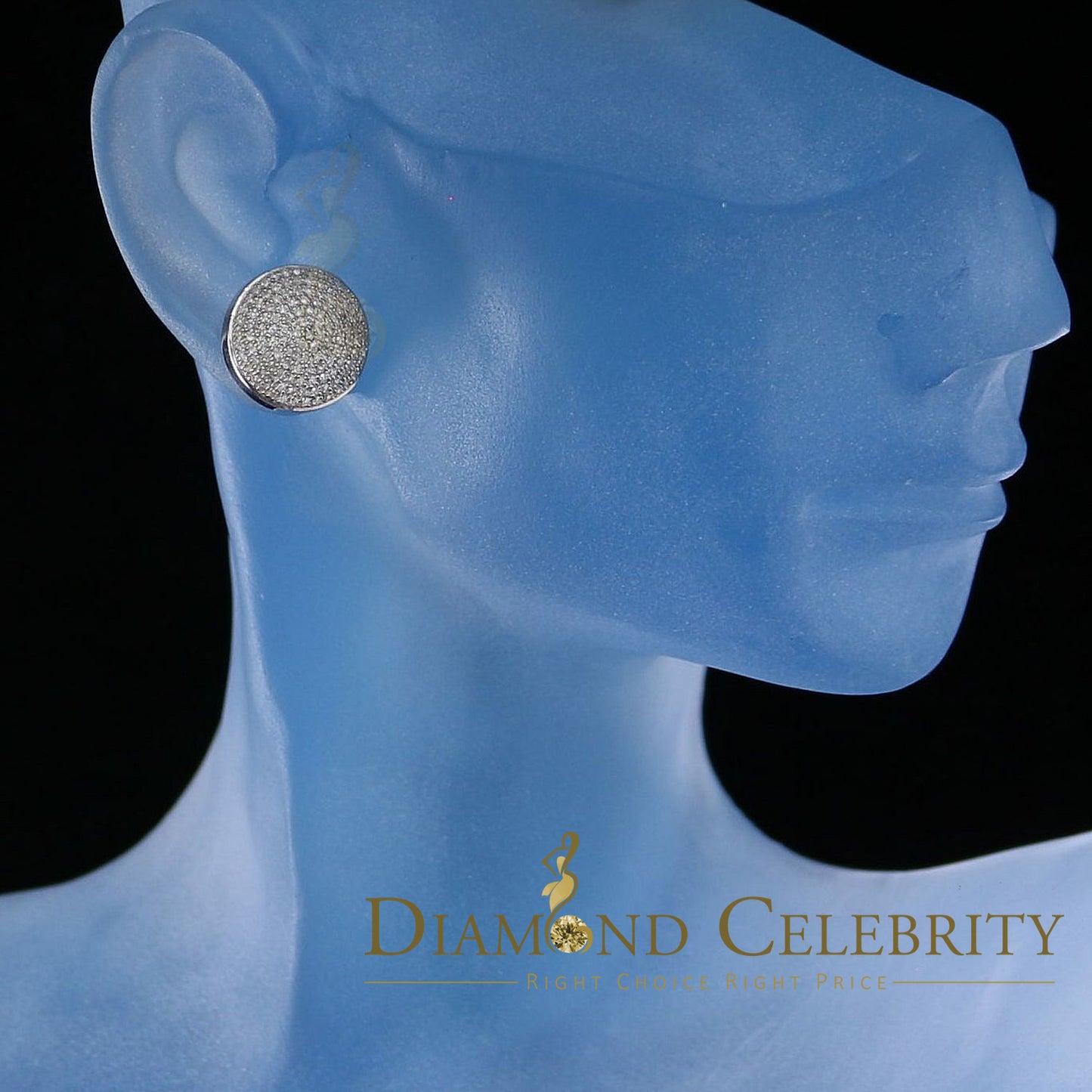 DiamondCelebritees 925 Sterling Silver White Hip Hop 0.66ct Diamond Men's/ Women's Stud Earrings