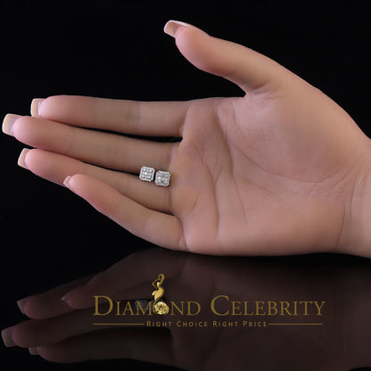DiamondCelebritees  925 Hip Hop White Sterling Silver 0.64ct Cubic Zirconia Women's Square Earrings