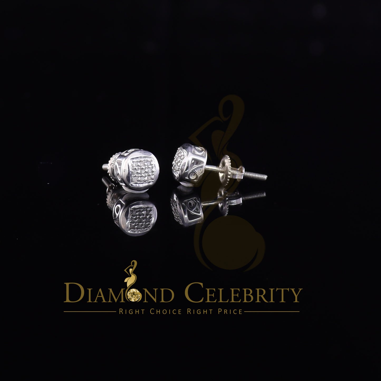 DiamondCelebritees 0.05ct Diamond 925 Sterling Silver White For Women's & Men's Round Stud Earring