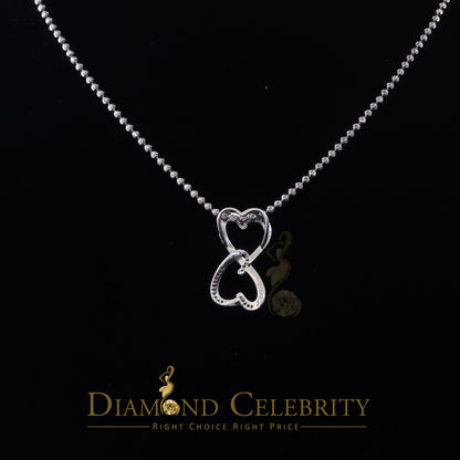 DiamondCelebritees 925 Sterling White Silver Pendant with Dual Heart Shape 0.00ct Cubic Zirconia