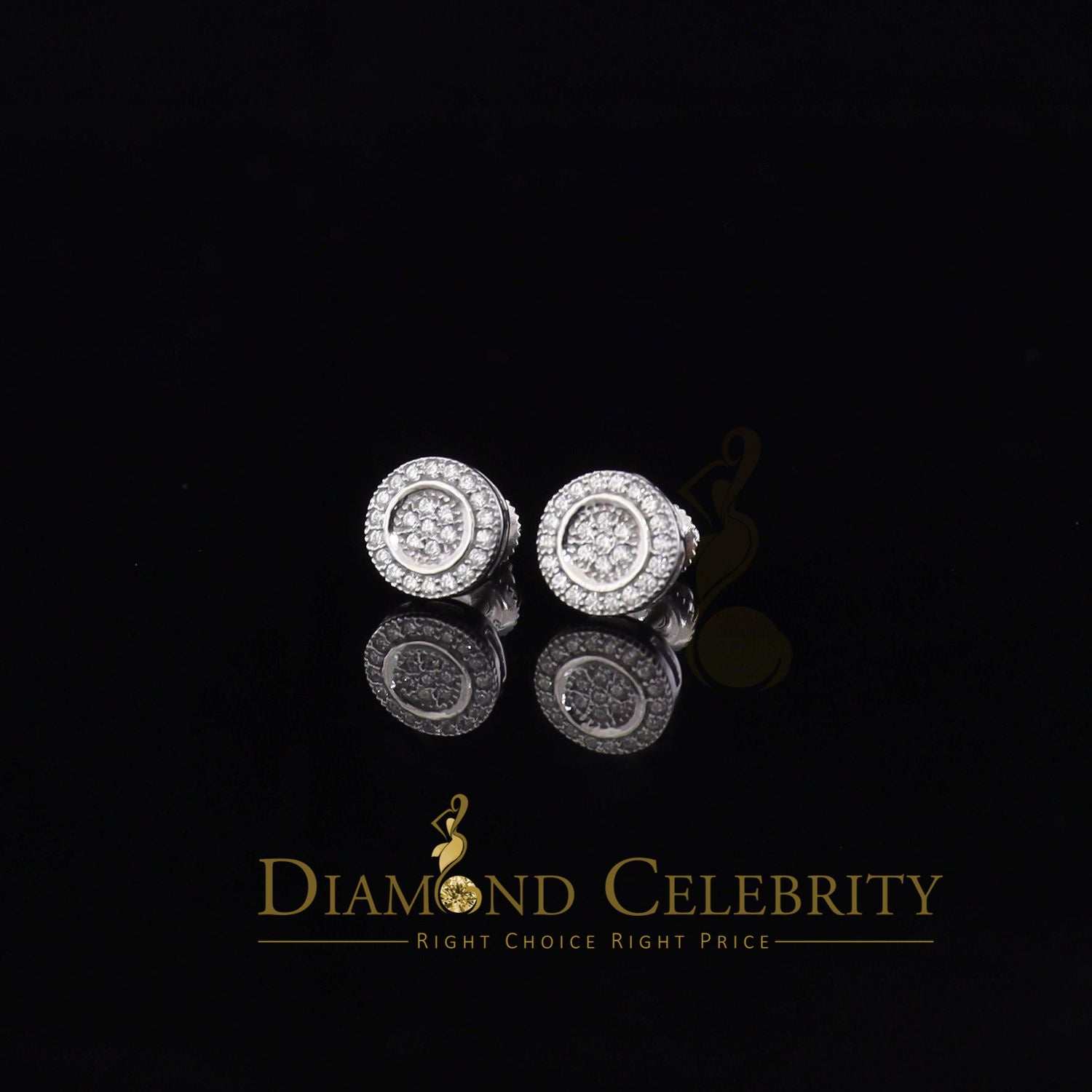 Aretes Para Hombre 925 White Silver Women's 0.5ct Moissanite Round Earrings