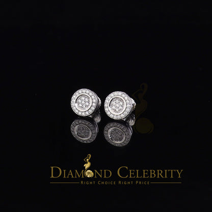 Aretes Para Hombre 925 White Silver Women's 0.5ct Moissanite Round Earrings