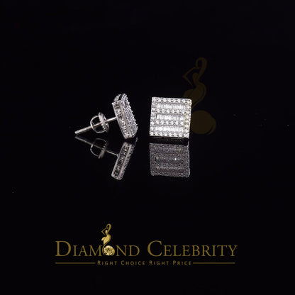 DiamondCelebritees  Hip Hop Screw Back White Silver 2.07ct Cubic Zirconia Women's & Men's Earrings