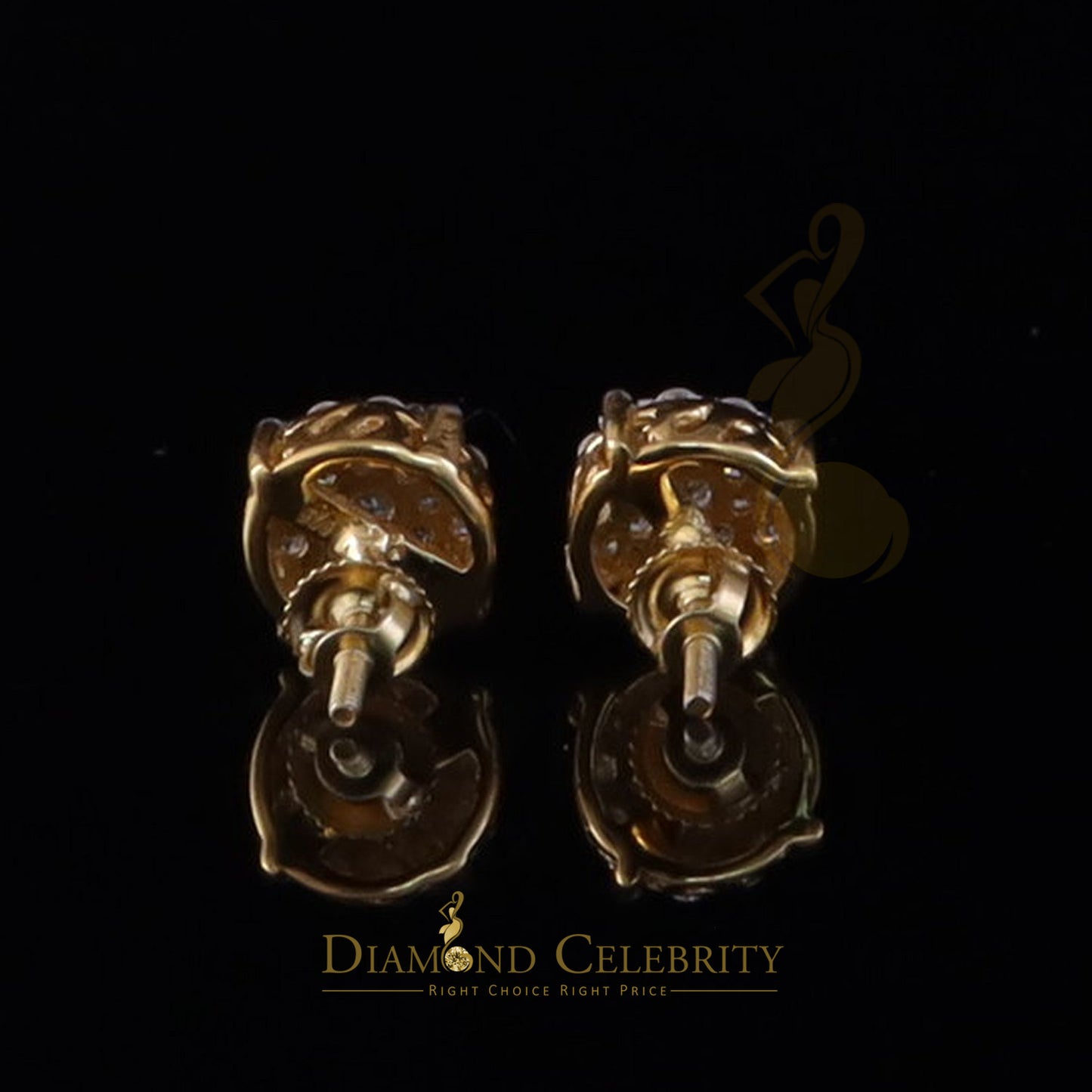 DiamondCelebritees Big Women's/Men's 925 Silver Yellow 0.50ct VVS D Moissanite Round Stud Earrings