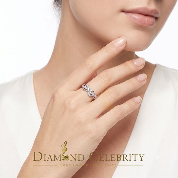DiamondCelebritees 0.15ct Diamond 925 Sterling Silver Round White Infinity Rings Size 06 For Womens