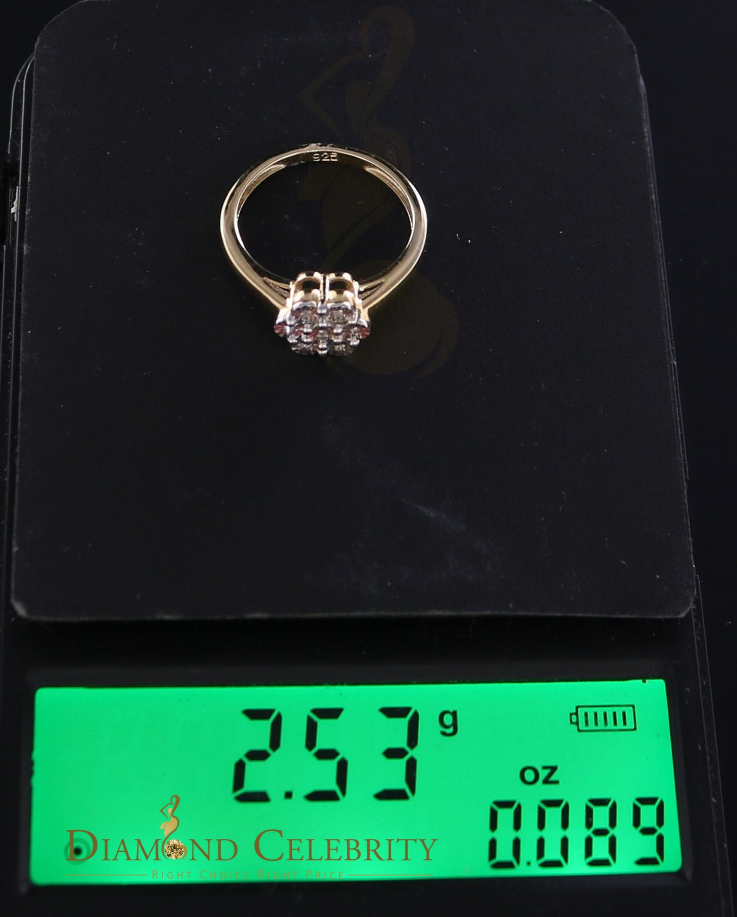 DiamondCelebritees Real Diamond 0.05ct Engagement Womens 925 Silver Yellow Ring Flower Shape Size 7