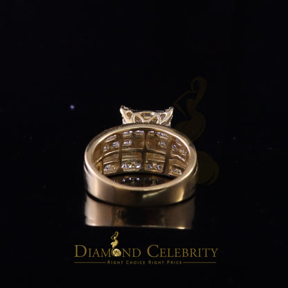 DiamondCelebritees 925 Yellow Square 2.34 ct Cubic Zirconia Silver Engagement Men's Ring Size 9