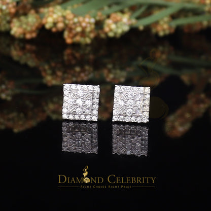 DiamondCelebritees  925 White Sterling Silver 0.74ct Cubic Zirconia Square Women's Stud Earrings