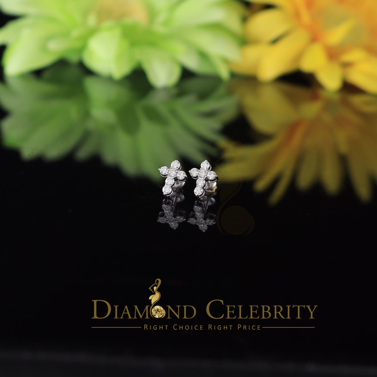 Diamondcelebritees 1.00ct Moissanite White 925 Sterling Silver Women's Cross Earrings