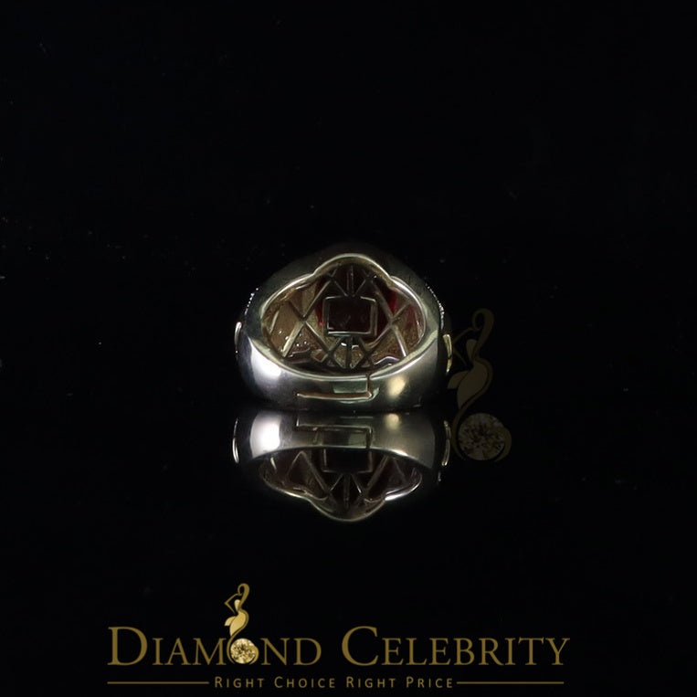 DiamondCelebritees 8.10ct Yellow Silver Oval Cubic Zirconia Men's Adjustable Ring From SZ 9 to 11