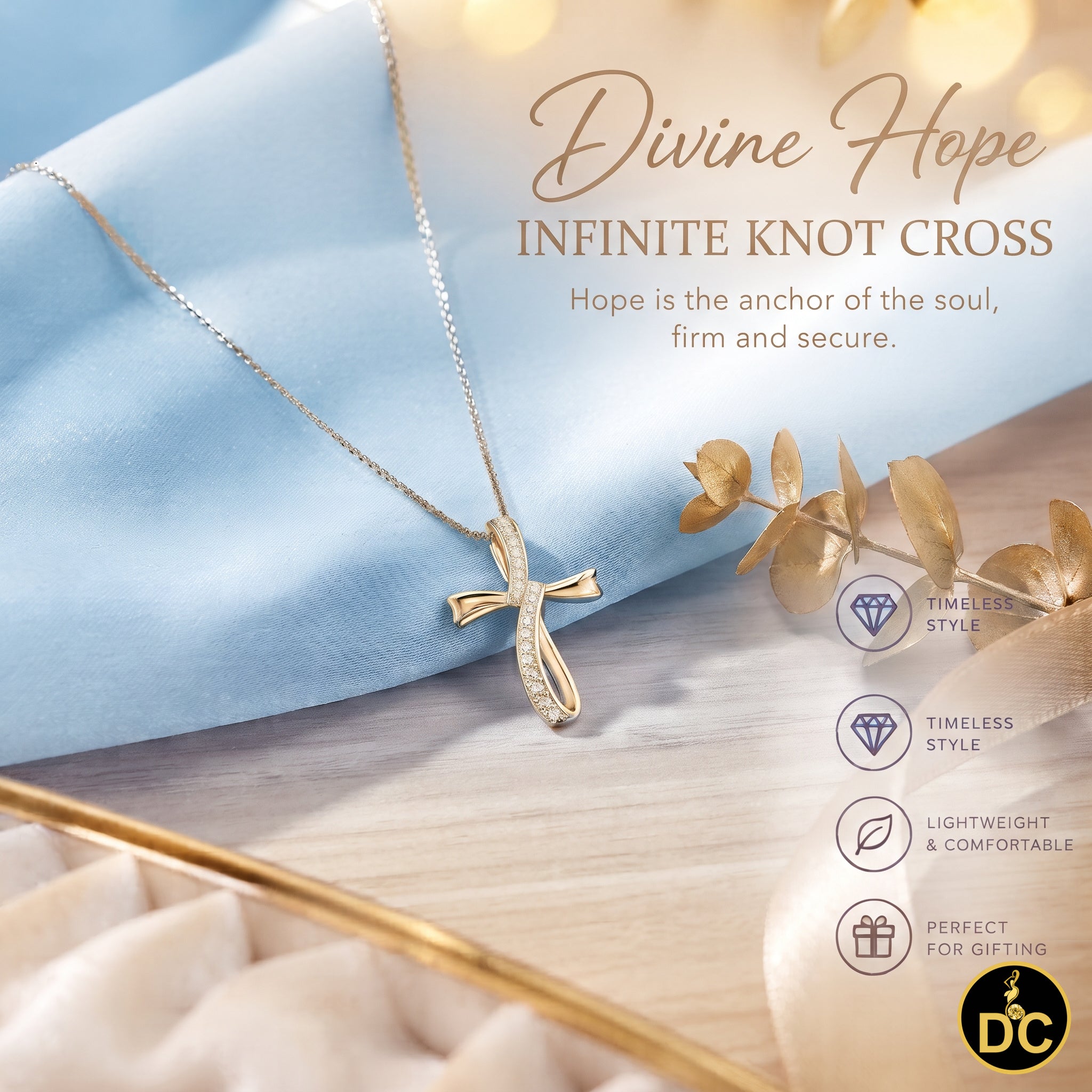 DiamondCelebritees 925 Sterling Silver 1.00INCH White Infinity CROSS Pendant 0.31ct Cubic Zirconia