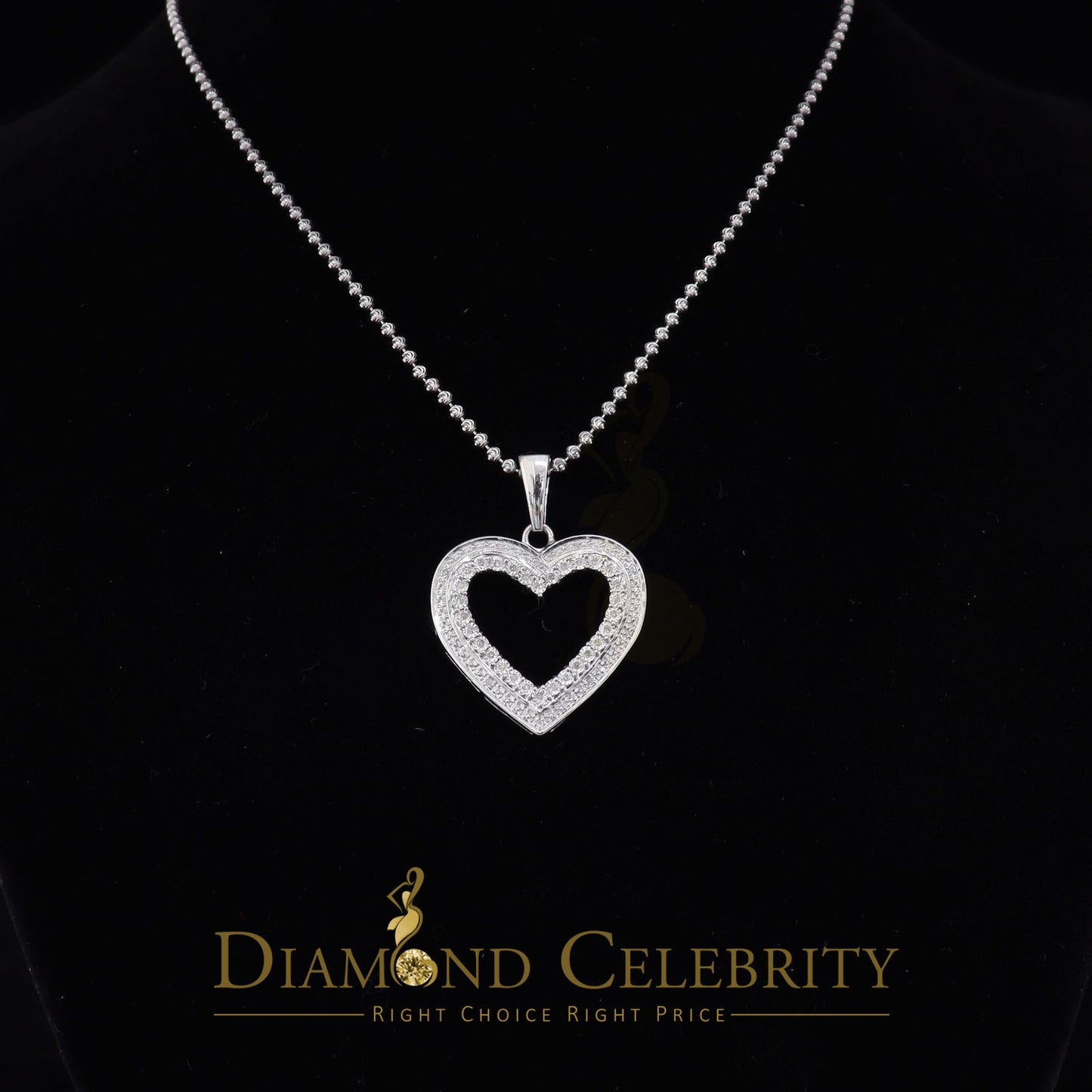 DiamondCelebritees  Real 0.10ct Diamond Sterling Silver HEART White Charm Fashion Necklace Pendant