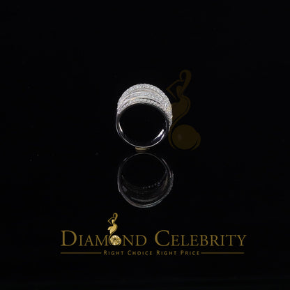 DiamondCelebritees 925 White Sterling Silver 2.50ct Multi -Rows Cubic Zirconia Women's Ring Size 7