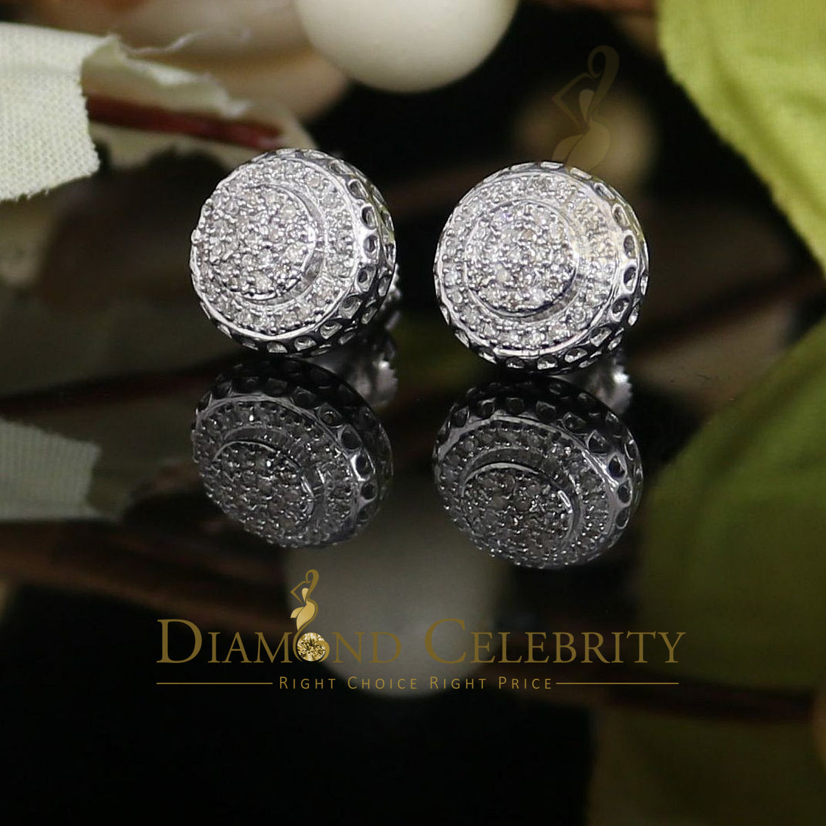DiamondCelebritees 925 Sterling Silver 0.20ct Diamond For Women's/ Men's White Stud Round Earrings