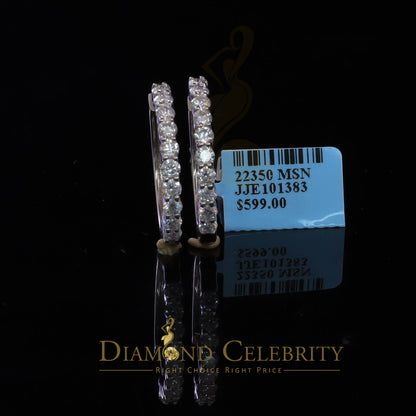 Diamondcelebritees 2.00ct Moissanite White 925 Sterling Silver Women's Hoop Earrings