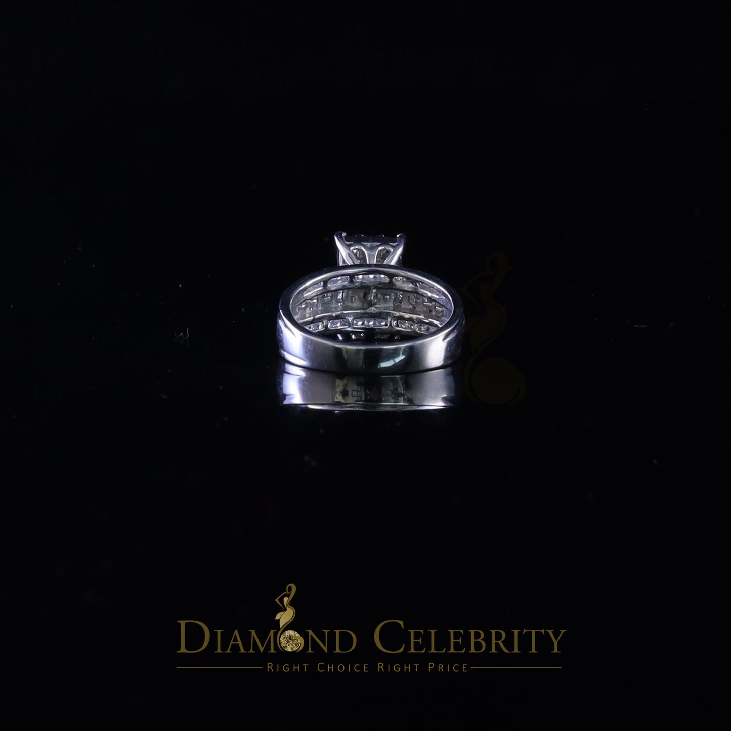 DiamondCelebritees 925 White Silver Square 1.10ct Cubic Zirconia Engagement Women's Ring Size 8