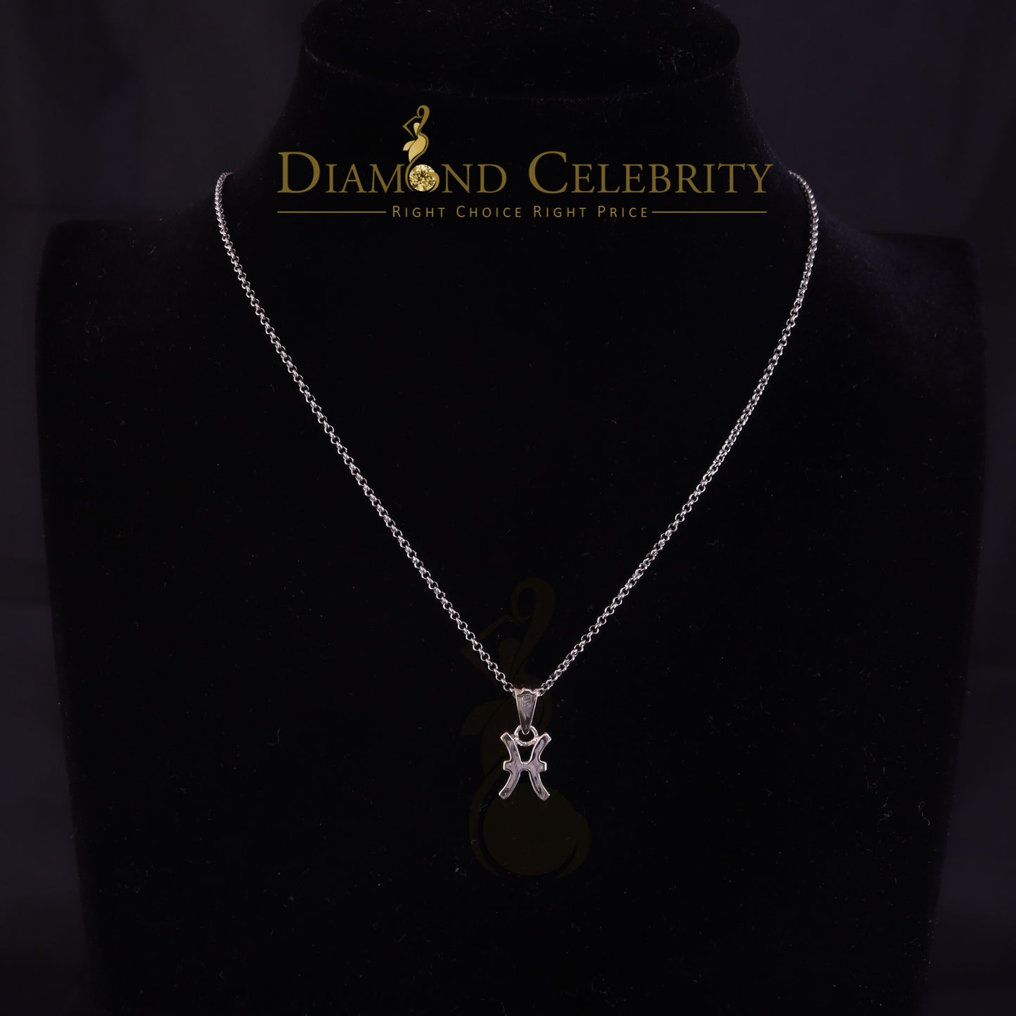 DiamondCelebritees 0.34ct Cubic Zirconia White Silver PISCES MARCH Month Pendant Men's & Women's