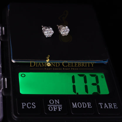 DiamondCelebritees 1.0ct Vvs 'D' Color Genuine Moissanite Stud FLORAL Earrings 10k Real White Gold