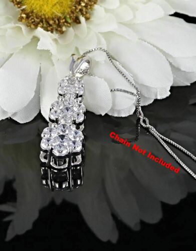 DiamondCelebritees Tripple Flower Shape White 925 Sterling Silver Pendant 5.83ct Cubic Zirconia