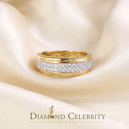 DiamondCelebritees Men's 1.25ct Cubic Zirconia 925 Yellow Sterling Silver Round Ring Size 10.5
