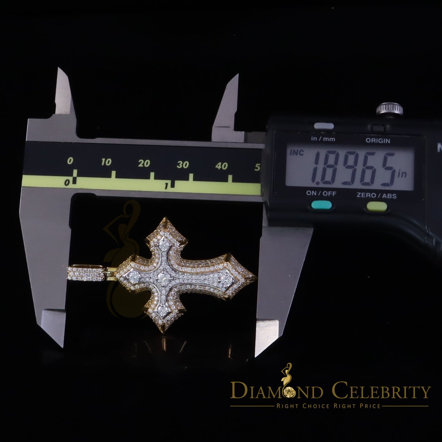 Diamondcelebritees Yellow Sterling Silver Charm Cross Pendant Men & Women 2.50ct VVS D Moissanite